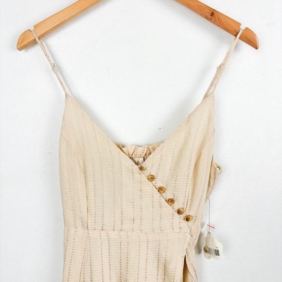 NWT Altar'd State Cream Striped Wrap Midi Dress Sz S - Picture 3 of 8